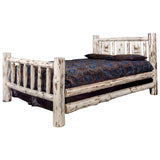 Montana Collection Queen Bed W/ Laser Engraved Elk Design, Clear Lacquer Finish