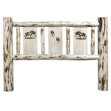 Montana Collection Queen Headboard W/ Laser Engraved Moose Design, Clear Lacquer Finish