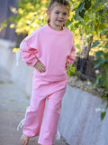 Girls Bow Trim Sweatshirt and Pants Set