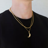 Crescent Moon Pendant Necklace Set