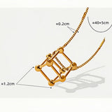 Gold Geometric Cube Necklace 3D Stainless Steel Structure Pendant on 40+5cm Chain Minimalist Modern Jewelry