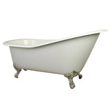 Aqua Eden Nhvct7D653129B1 61-Inch Cast Iron Single Slipper Clawfoot Tub With 7-Inch Faucet Drillings, White/Polished Chrome