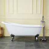 Aqua Eden Nhvctnd653129B1 61-Inch Cast Iron Single Slipper Clawfoot Tub (No Faucet Drillings), White/Polished Chrome