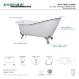 Aqua Eden Nhvctnd653129B8 61-Inch Cast Iron Single Slipper Clawfoot Tub (No Faucet Drillings), White/Brushed Nickel