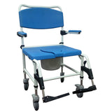 Aluminum Bariatric Rehab Shower Commode Chair with Two RearLocking Casters