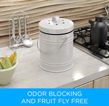 Countertop Compost Bin - Kitchen bin with EZ-No Lock Lid, Plastic Liner & Charcoal Filters - Sturdy Construction & Odor-Free Seal to Prevent Smell