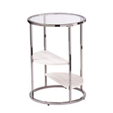 Ledermore Round Side Table W/ Faux Stone