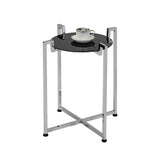 Hendon Modern Accent Side End Table, Black Tempered Glass Top & Chrome Metal Base
