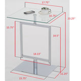 Doolins Modern Accent Side End Table, Chrome Metal Frame & Tempered Glass Top