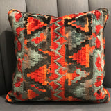 Plutus Sachi Love Red, Blue And Orange Ikat Luxury Throw Pillow Double Sided 22 X 22