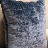 Plutus Bleu Velour Blue Luxury Throw Pillow Double Sided 24 X 24