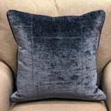 Plutus Bleu Velour Blue Luxury Throw Pillow Double Sided 18 X 18