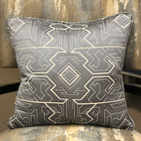 Plutus Daria Moss Silver Geometric Luxury Throw Pillow Double Sided 16 X 16