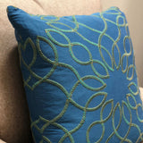Plutus Calico Island Blue And Green Geometric Luxury Throw Pillow Double Sided 12 X 20