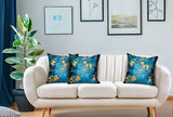 Plutus Bronze Blossom Blue Floral Luxury Throw Pillow Double Sided 22 X 22