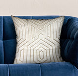 Plutus Pearly Velvet Gray Geometric Luxury Throw Pillow Double Sided 16 X 16
