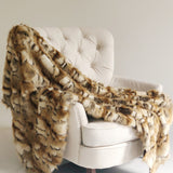 Plutus Brandy Gold And White Faux Fox Handmade Luxury Throw Throw 36W X 60L