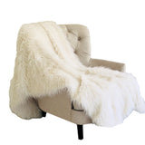 Plutus Off-White Mongolian Faux Fur Luxury Throw 60W X 90L