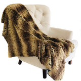 Plutus Beige And Brown Chinchilla Faux Fur Luxury Throw Throw 60W X 96L