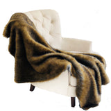Plutus Brown And Grey Wild Grizzly Bear Faux Fur Luxury Throw Blanket 80L X 90W Twin Xl