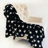 Plutus Black And White Stars Soft Handmade Luxury Throw Blanket 108L X 90W Full - Queen