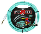 Pig Hog Seafoam Green Woven Jacket Tour Grade Instrument Cable, 10-Foot Right Angle