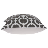 Parkland Collection Rounder Transitional Grey And White Pillow Cover With Poly Insert
