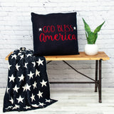 Parkland Collection God Bless America Transitional Navy Blue Throw Pillow