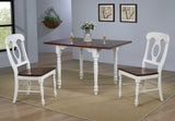 Sunset Trading Andrews 3 Piece 48 Rectangular Dining Set | Expandable Drop Leaf Table | Antique White/Chestnut Brown Wood | Na