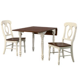Sunset Trading Andrews 3 Piece 48 Rectangular Dining Set | Expandable Drop Leaf Table | Antique White/Chestnut Brown Wood | Na