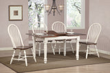 Sunset Trading Andrews 5 Piece 60 Rectangular Extendable Dining Set | Butterfly Leaf Table | Spindleback Chairs | Antique Whit