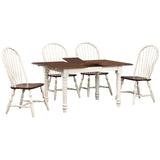 Sunset Trading Andrews 5 Piece 60 Rectangular Extendable Dining Set | Butterfly Leaf Table | Spindleback Chairs | Antique Whit
