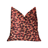 Plutus Crimson Cheetah Black And Red Luxury Throw Pillow - Double Sided 24,, X 24,,