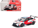 Honda Civic Type R TCR Presentation White with Graphics 1/64 Diecast Model Car by Pop Race