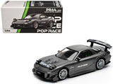 Mazda RX7 (FD) RE Amemiya Widebody RHD (Right Hand Drive) Gunmetal Gray Metallic with Carbon Hood 1/64 Diecast Model Car by Po