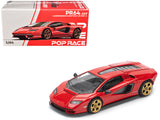 Lamborghini Countach LPI 8004 Red with Carbon Accents 1/64 Diecast Model Car by Pop Race