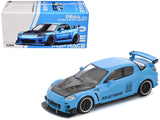 Mazda RX8 REAmemiya Widebody RHD (Right Hand Drive) Light Blue with Carbon Hood 1/64 Diecast Model Car by Pop Race