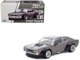 Datsun Laurel C130 RHD (Right Hand Drive) Gray Metallic 1/64 Diecast Model Car by Pop Race