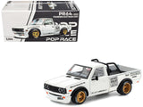Datsun Pandem 620 Pickup Truck Rocket Bunny Racing White with Graphics 1/64 Diecast Model Car by Pop Race