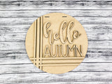 3D hello AUTUMN Stripes Door Hanger Unfinished Kit