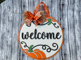3D Welcome Elegant Pumpkin Door Hanger Unfinished Kit