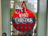 Merry Christmas Buffalo Plaid Door Hanger Unfinished Kit