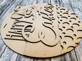 Happy Easter Waving Bunny Door Hanger DIY Unfinished Kit
