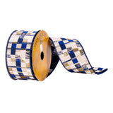 2.5X10Yd Navy/Cream Square Ribbon