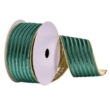 2.5x10yd Green Stripe Gold Back Ribbon