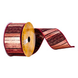 2.5x10yd Burgundy/Gold Lines Ribbon