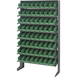 Pick Rack, Slopped, Single Sided, 12D X 36W X 60H, 400 Lbs. Capacity, Includes: (8) Shelves And (64) Qsb101 Green Bins, Galvaniz
