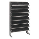 Pick Rack, Slopped, Single Sided, 12D X 36W X 60H, 400 Lbs. Capacity, Includes: (8) Shelves And (24) Qsb109 Black Bins, Galvaniz