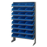Pick Rack, Slopped, Single Sided, 12D X 36W X 60H, 400 Lbs. Capacity, Includes: (8) Shelves And (24) Qsb109 Blue Bins, Galvanize