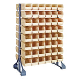 Rail Rack, Double Sided, 36L X 20W X 53H, 1500 Lbs Load Capacity, Includes: (16) Rails And (96) Qus230 Ivory Bins, Galvanized St